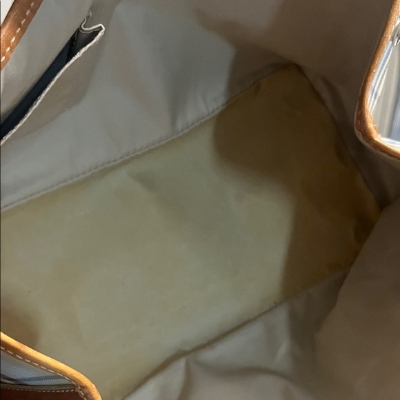Burberry Cream and Tan Check Satchel with Leather Trim and Silver Hardware - Picture 11 of 14
